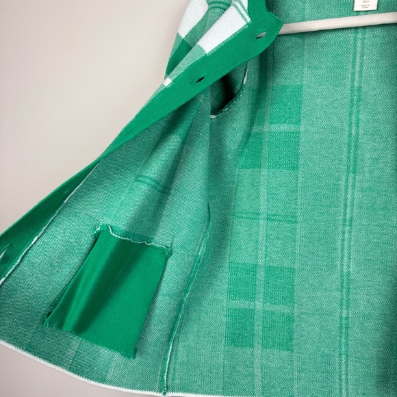 Cynthia Rowley Green Plaid Sweater Womens Small Button Front Pockets Preppy - Picture 3 of 7